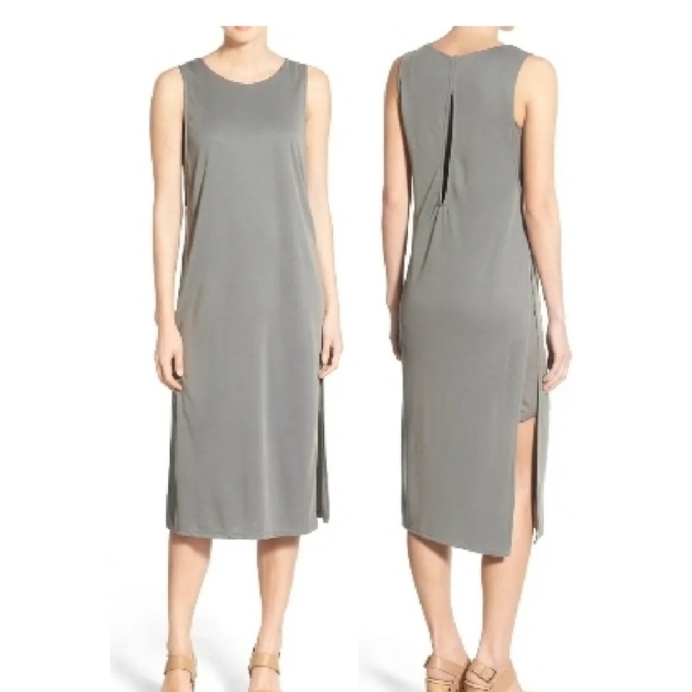 ***Willow & Clay **Gray Suede like Jersey Sleeveless Midi/ Max  Dress .